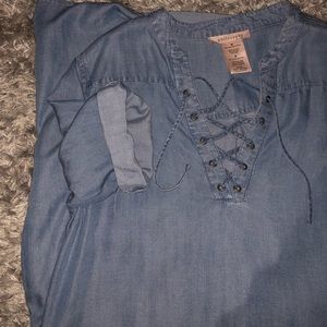 Philosophy Apparel Lace up chambray dress